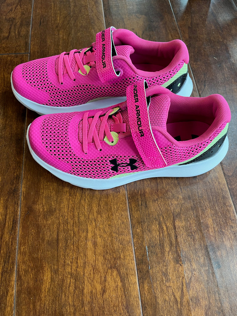 GIRLS UNDER ARMOUR SNEAKERS SIZE 2 GRAY WITH TEAL PURPLE ACCENTS | eBay